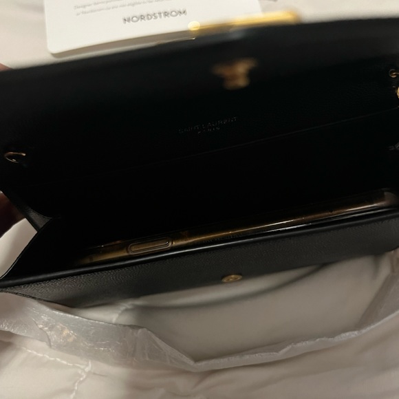 NIB YSL Uptown Pebbled Calfskin Leather Wallet on a Chain - Picture 13 of 14